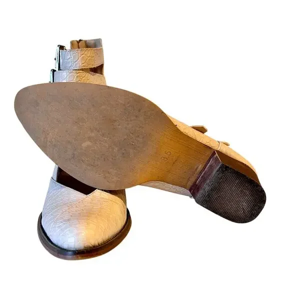 Arider Girl Eleven Croco Heeled Ankle Boots Size 8.5 Boho Country Western Buckle - Picture 6 of 10